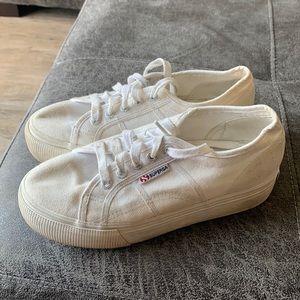 Platform white superga sneakers